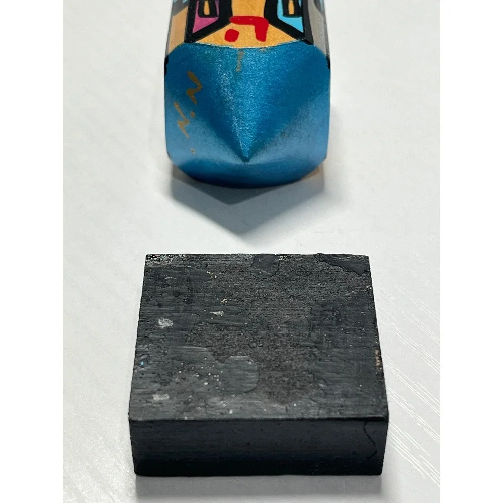 Hand Painted Wooden Dreidel Signed NN Judaica Folk Art Collectible Display Stand